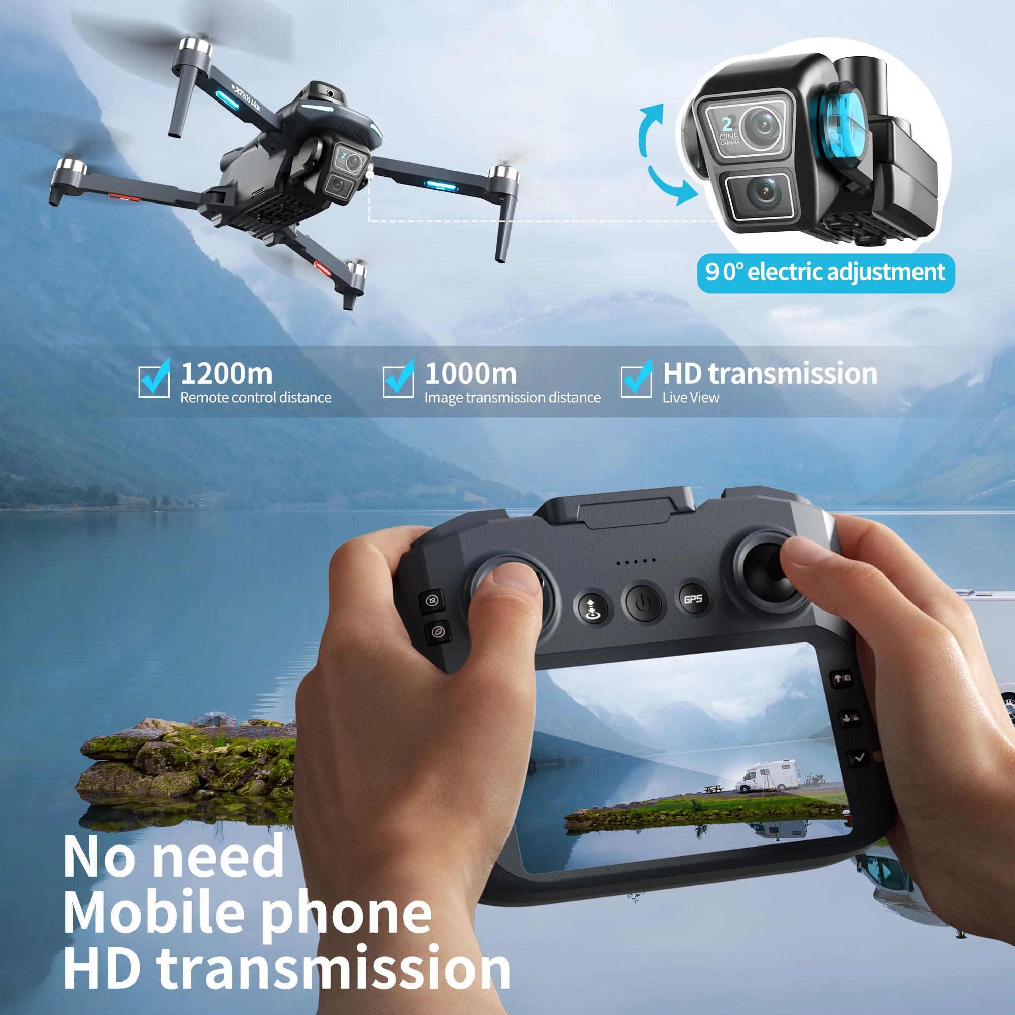 طائرة بدون طيار XT606 MAX مزود - مراجعة Drone Surveying وسعره